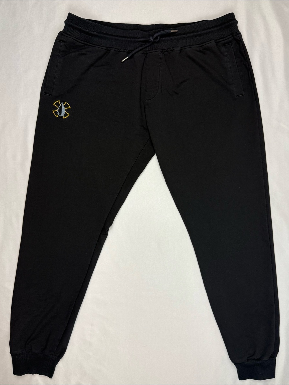 Tachuntfish Mens Jogger Sweatpants XL Black Embroidered C4